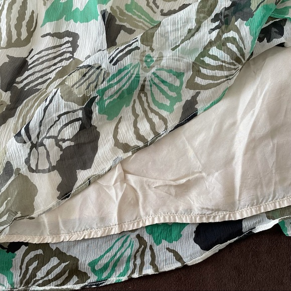 Rare Aspesi Green/Cream Flowy Floral Silk Skirt Size 40 - Picture 3 of 6